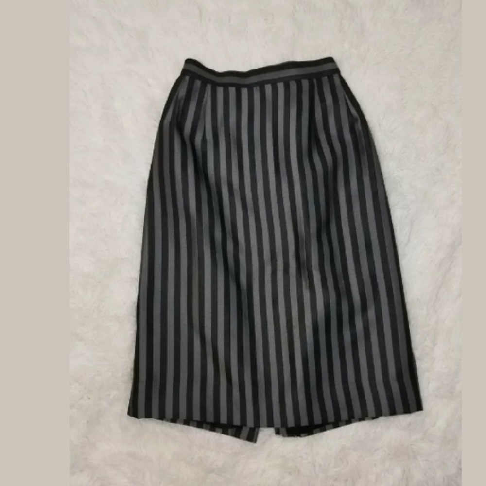 TRENDY CUTE WOMENS STRIPE BLACK/GRAY CAREER SKIRT